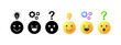 Sticker icons. Different styles, smiling emoji, idea emoji, bewilderment emoji. Vector icons