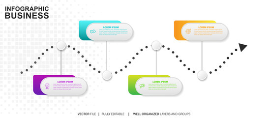 Four steps business infographics template vector.
