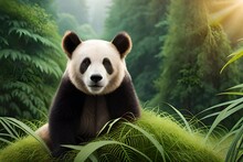 Giant Panda Eating Bamboo Generated By AI Tool                               
