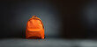 canvas print picture - Schöne Rucksack Tasche in Orange mit vielen Taschen und farbigen Hintergrund in Querformat für Banner, ai generativ