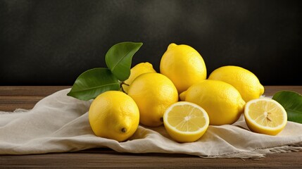 Sticker - A lemon and slices of lemon on the table.