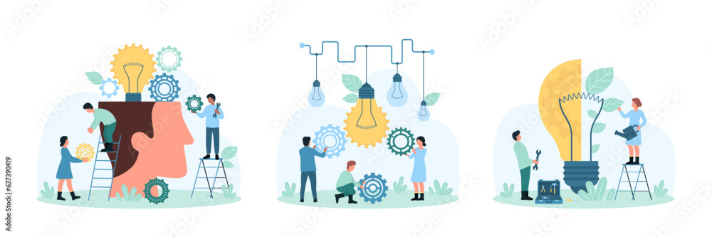 Productive training, development of sustainable projects set vector ...