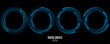 Set of digital circles with glowing dots. Big Data visualization into cyberspace. Swirl energy rings. Modern futuristic frames. Vector illustration.