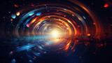 Fototapeta Perspektywa 3d - Smooth Concentric Circular Patterns with Colorful Light Streaks
