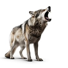 A Fierce And Intimidating Wolf Baring Its Teeth Created With Generative AI Technology