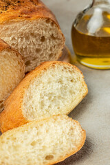 Wall Mural - Homemade natural fresh bread with a Golden crust. Healthy bread. The concept of baking bakery products