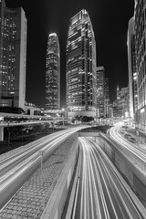 Aufkleber - Skyscraper and traffic in downtown district of Hong Kong city
