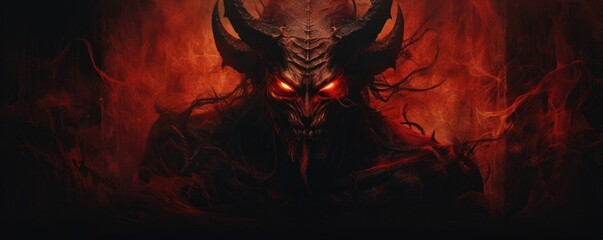 The Temptation: Digital Art Portrait of the Devil in Hell, A Nightmare of Lucifer and Satan, 666