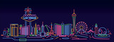 Fototapeta Nowy Jork - Las Vegas Seattle skyline neon signs skyline