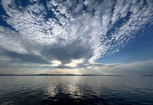 Lake Champlain Viewed From A Ferry In Charlotte Vermont With A Cloudy Sky