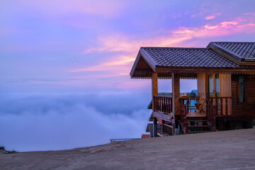 Sea of fog view on the mountain in the morning  at  Phu Thap Boek, Phetchabun Province Thailand.