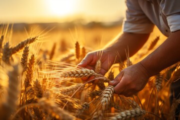 Wheat in the hands of a farmer. Grain deal concept. Hunger and food security of the world.