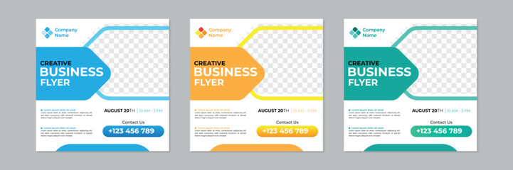 Wall Mural - set of editable square business web banner design template. promotional banner for social media post