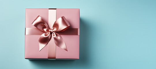 Canvas Print - Pink present box on blue background