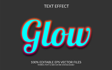 Glow Fully editable vector 3d text effect