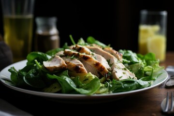 Wall Mural - A delicious chicken salad on a white plate