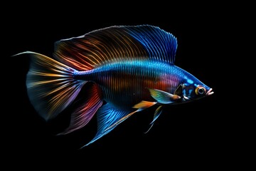 Sticker - fish isolated on black  4k Ultra Hd High Quality