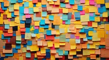 Colorful Post It Notes On A Wall For Use As A Background