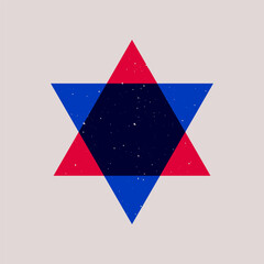 Wall Mural - geometric memphis shapes riso print effect. minimal abstract triangles duotone overlay star figure. 