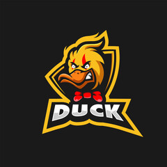 Wall Mural - Duck cartoon mascot logo design illustration vector