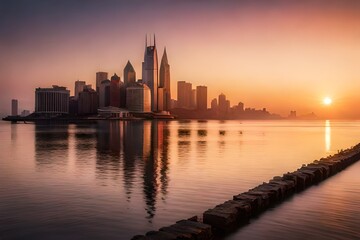 Canvas Print - city skyline at sunset