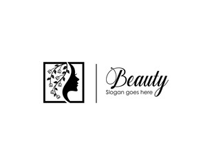 Wall Mural - Line art floral women logo design