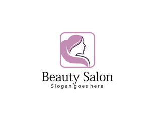 Wall Mural - Beauty Woman Logo design with box badge