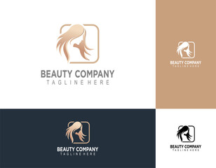 Wall Mural - Vector image. Logo for business in the industry of beauty, health, personal hygiene. Beautiful image of a female face. Linear stylized image. Logo of a beauty salon, health industry, makeup artist.