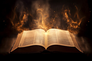 Wall Mural - generative ai collage picture image of magical open book with speel for dark magic