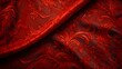 Red luxury silk fabric. Wavy abstract satin cloth texture pattern. Elegant curve motion image realistic horizontal design.