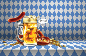 Wall Mural - Design poster  for traditional beer festival Oktoberfest. Highly detailed illustration.