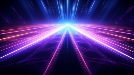 Poster - abstract futuristic background with purple and blue glowing neon moving high speed wave lines. ai ge