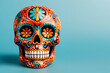 © Aspirinka - Sugar skull for the Day of the Dead on a bright background. Traditions. Mexico. Minimalism.