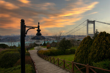 Fatih Sultan Mehmet Bridge view from Otagtepe Park in Istanbul