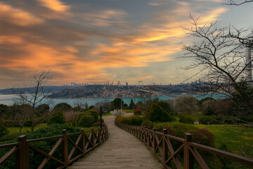 Fatih Sultan Mehmet Bridge view from Otagtepe Park in Istanbul