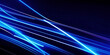 © The Alpha - Abstract stylish light trail on black background. Blue glowing neon lines effect illustration