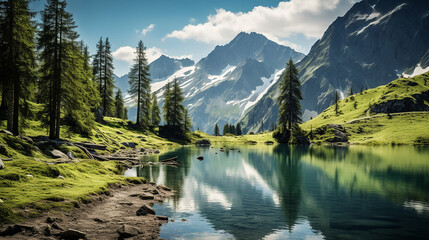 Wall Mural - lake in the mountains