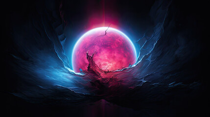Wall Mural - pink and blue sphere, abstract digital art