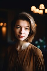 Wall Mural - portrait of an attractive young woman standing indoors