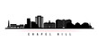 Chapel Hill skyline horizontal banner. Black and white silhouette of Chapel Hill, NC. Vector template for your design.