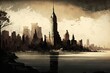 New York City skyline with skyscrapers in grunge style