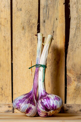 whole garlic on a wooden background