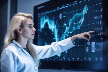 shot of an attractive young female scientist explaining weather data on a board