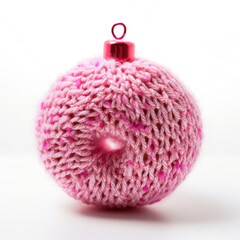 Poster - pink christmas knitted donut ball