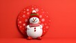 canvas print picture - Winterliche Freude: Schneemannmotiv auf der Weihnachtskarte