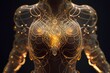 Human body made of glowing wireframe