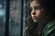 © damien - young abused girl crying at window