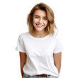 © olegganko - Young woman in white t-shirt. isolated