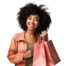 Happy Woman With Shopping Bags Isolated