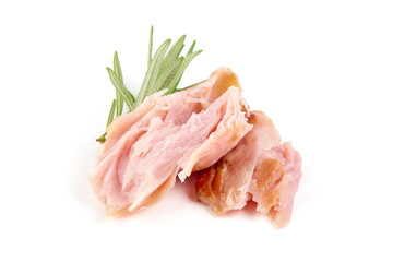 Wall Mural - Smoked chicken fillet, isolated on white background.